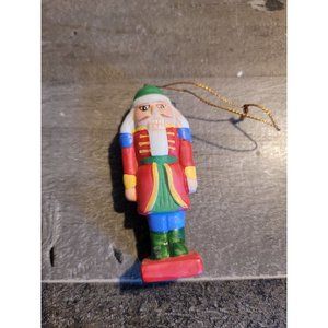 Ceramic nutcracker soldier red blue green ornament xmas